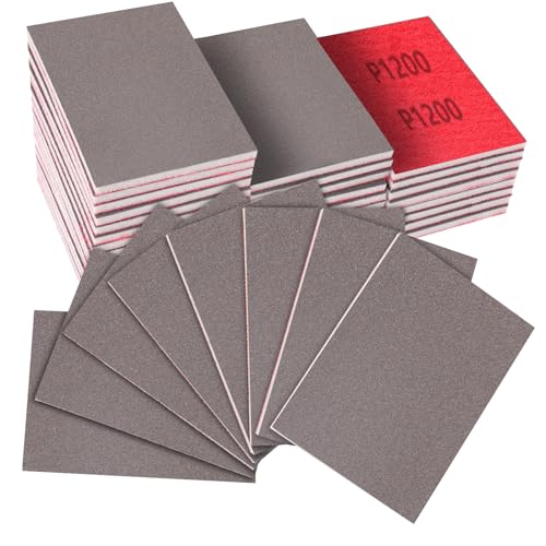 32 PCS 1200 Grit Sanding Sponge, Soft and Flexible Sandpaper Block | 3 x 4 Inch, Hook and Loop, Wet and Dry Use, Washable and Reusable, Tear-Resistant Polishing Pads for Metal Auto Paint Wood - style: 32Pcs 1200Grit
