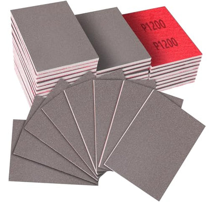 32 PCS 1200 Grit Sanding Sponge, Soft and Flexible Sandpaper Block | 3 x 4 Inch, Hook and Loop, Wet and Dry Use, Washable and Reusable, Tear-Resistant Polishing Pads for Metal Auto Paint Wood - style: 32Pcs 1200Grit