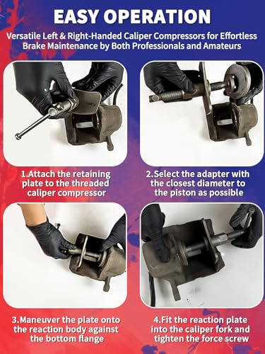 Brake Caliper Compression Tool 24-Piece Heavy Duty Disc Brake Piston Caliper Compressor Rewind Tool