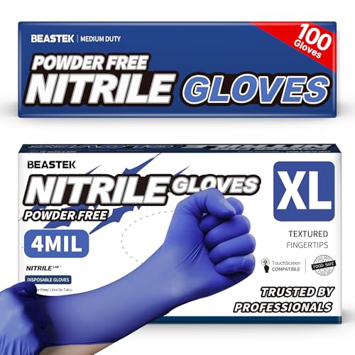 Beastek Nitrile Exam Gloves, 4.0 Mil 100 Pcs, Powder-Free Latex-Free Medical Cooking Food-Safe Disposable Gloves, Blue Violet - color: X-large (Blue Violet)