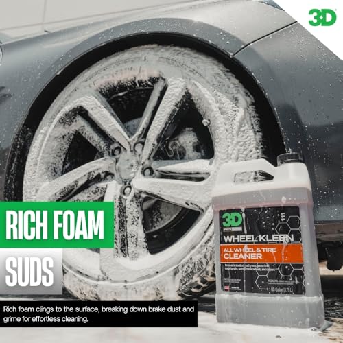 3D Wheel Kleen - High-Foaming Wheel & Tire Cleaner, Removes Brake Dust, Road Grime & Grease, Safe for All Factory Wheels & Calipers, Professional-Grade, 16oz - size: 16 Fl Oz (Pack of 1)