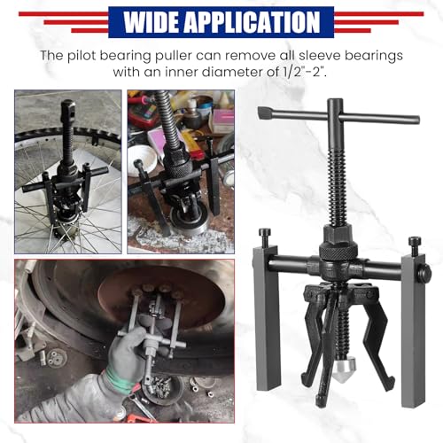 NYXOVA 3 Jaw Bearing Puller, Manual Internal Puller 3 Jaw Bearing Puller Set Extractor Wheel Bearing Puller Tool for Car SUV Motorcycle Motorbike