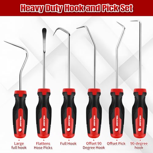 TOOLEAGUE 12Pcs Pick and Hook Set with Magnetic Telescoping Pickup Pen | Automotive and Electronic Hand Tools Car Auto Oil Seal/O-Ring Seal Gasket Hand Pick Up Tools