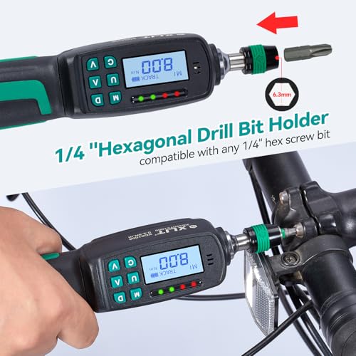 38-Piece Digital Torque Screwdriver Set (0.3-8 Nm) - 1/4" Quick-Release Hex Head, Buzzer/LED Overload Alerts - Screwdriver Kit for Bicycle Mechanic & Home Repair