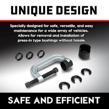 Powerbuilt Upper Control Arm Bushing Service Tool Set for Ford, GM and Chrysler, Remove and Install Car Bushings, 648604 - size: 0