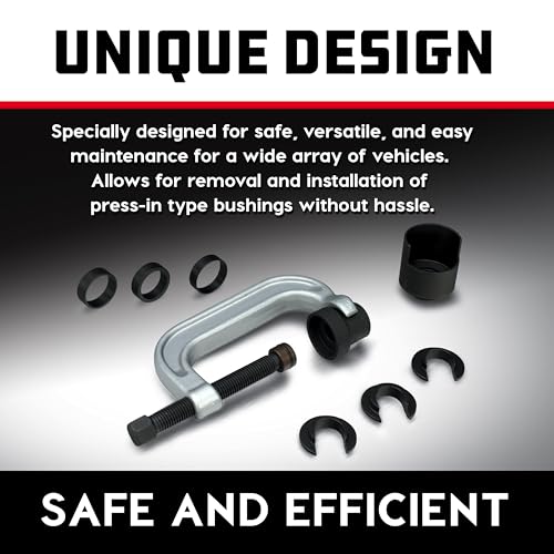 Powerbuilt Upper Control Arm Bushing Service Tool Set for Ford, GM and Chrysler, Remove and Install Car Bushings, 648604 - size: 0