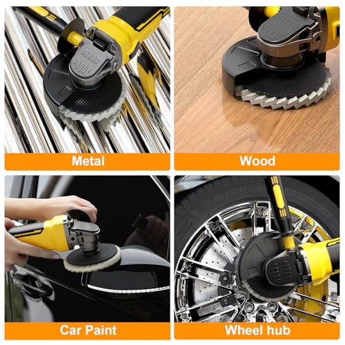 BURMONG 8 Pcs Wool Polishing Wheel & Compound Kit – 5 Buffing Wheels (4-1/2" x 7/8") + 3 Polishing Compounds–Felt Flap Disc for Angle Grinder – Multi-Surface Buffing for Metal, Wood & Automotive