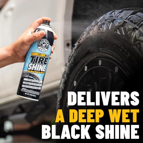 Chemical Guys, ShineLogic Deep Wet Black Tire Shine Kit with Towel, 15 oz | High-gloss dressing revives faded rubber to a deep wet black shine with a microfiber towel, two bottles - style: 15 oz KIT (Pack of 2)