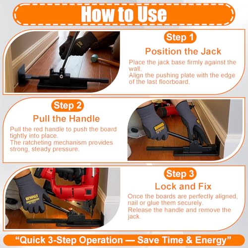 Heavy Duty Ratcheting Hardwood Floor Jack Tool for Wood, Laminate & Vinyl Flooring,Flooring Jacks for Hardwood Floors, Professional Board Tightening & Positioning Aid ﻿