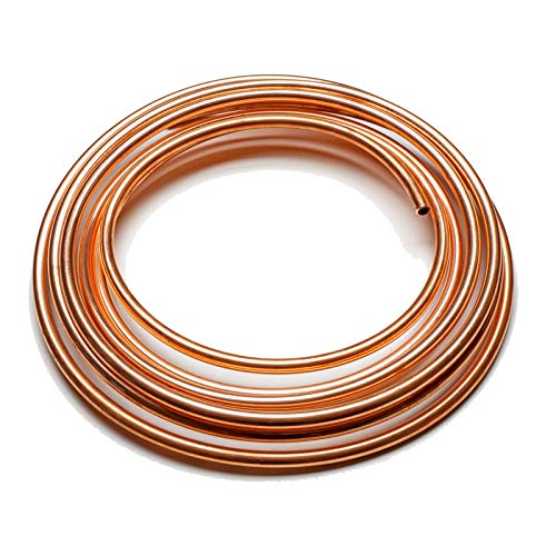 MuHize Brake Line Tubing Kit 3/16 + 1/4" 25Ft Copper Coated Alloy Steel | Anti-Rust, Dual Size 3/16 & 1/4" Roll, for Cars Trucks SUV, Hydraulic Fuel & Transmission Line Replacement - color: Gold