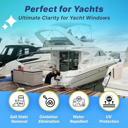 Venco Clear X Multi-Surface Glass Polish - Advanced Oxidation & Water Spot Remover with Clear Guard Technology - Perfect for Yachts, Home Windows, RVs & Car Windshields - Made in the USA - 4oz Kit