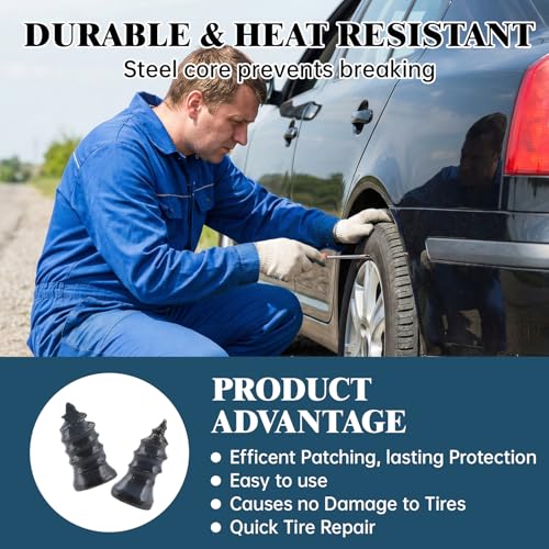 30 PCS Tire Repair Rubber Nail Kit, Vacuum Tire Repair Kits Spiral Rubber Nails, Self-Service Screw in Tire Repair Plugs for Car, Truck, Motorcycle, Tractor Tire Puncture Repair - size: 30PCS