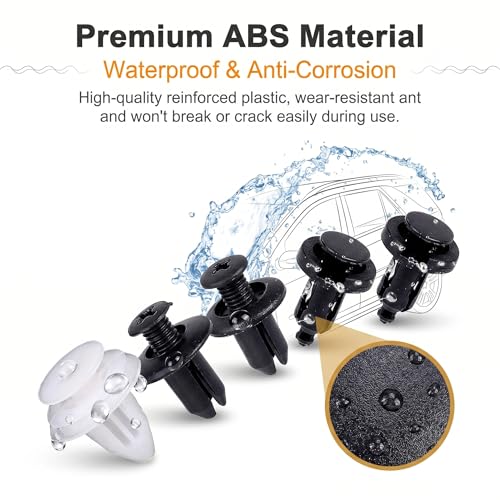100 PCS Bumper Push Fasteners Rivet Clips, 6 Sizes Body Door Panel Retainer Clips, Expansion Screws Boxed with Removal Pliers, for Most Cars Repair Accessories (White)