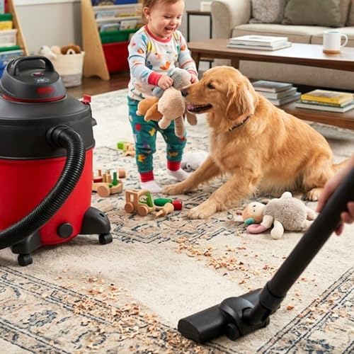 for Shop Vac Turbo Brush Head Vacuum Attachment for Rugs/Low-Pile Carpet/Hard Floor with Universal Hose Adapter Kit Fits 1-1/4'', 1-1/2'', 2-1/4'' & 1-3/8'' Hoses, Attachments for Pet Hair Removal