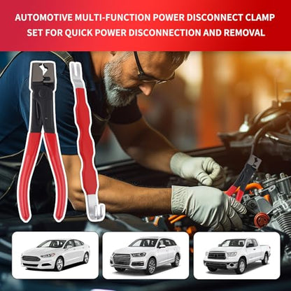 2PCS Electrical Disconnect Pliers for Cars,Heavy Duty Auto Electrical Connector Removal Tool Hose Clamp Pliers,Non-Slip Dual-Head Electricals Connector Separator Tool