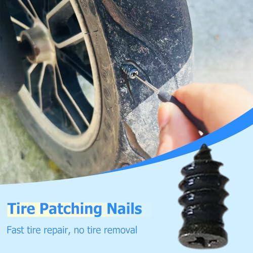 Tire Repair Nails Kit with 2 Sizes, Screw in Tire Repair Plugs with Box and Screwdriver, Fast Self-Service Tire Repair Tools (60 Pcs) - color: 60 pcs