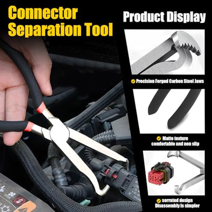 Electrical Disconnect Pliers Kit, 8Pcs Auto Kit: Connector/Hose/Plug Pliers, Pin Remover, Separator, Spring Clamp, U-Clip Pry Bar & Hose Removers for Car & Home Repairs. Great Gift & DIYers w/Case