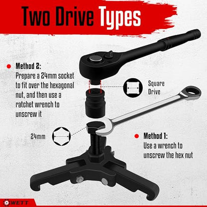 WETT Harmonic Balancer Puller Set, Heavy Duty Adjustable 3 Jaw Pulley Puller Tool, 3/8” Square Drive, Push Bolt, Forcing Rods, Removing Harmonic Dampers and Balancers, Automotive Repair