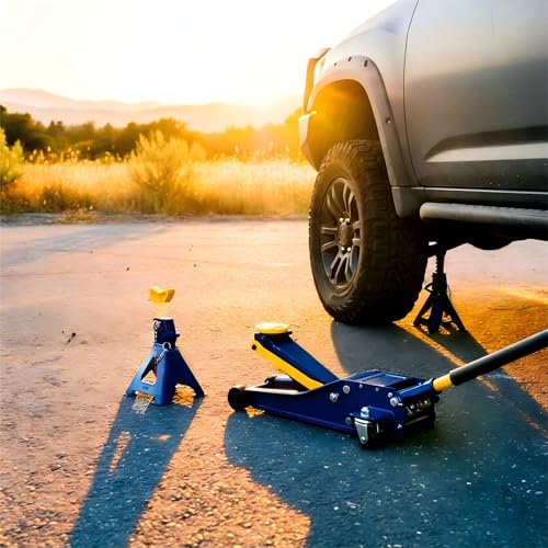 Superokay 3 Ton (6600 lbs) Jack Stands with Double Locking Pin, Heavy Duty Steel Car Jack Stands for SUVs, Sedans & Light Trucks, Adjustable Height 11.8" to 17.4", Large Stable Foot Base, 1 Pair