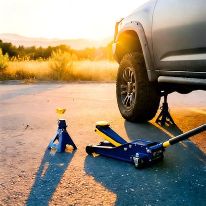 Superokay 3 Ton (6600 lbs) Jack Stands with Double Locking Pin, Heavy Duty Steel Car Jack Stands for SUVs, Sedans & Light Trucks, Adjustable Height 11.8" to 17.4", Large Stable Foot Base, 1 Pair