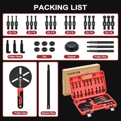 33-in-1 Bearing Puller Kit, Upgraded Heavy-Duty Wheel Bearing Removal Tool & Blind Hole Puller Set with Non-Slip Handle for Automotive, Industrial, Farm Use, Includes Portable Case (33in1-puller) - size: 33in1-puller