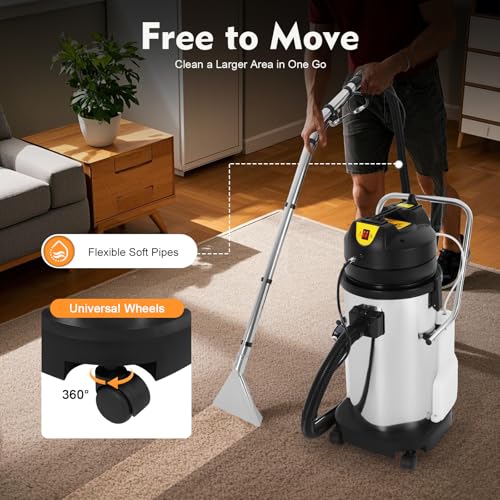 Carpet Cleaning Machine 40L, Professional Commercial 3 in 1 Carpet Extractor with 1049W Strong Suction Spray & Vacuum,Portable Heavy Duty Stainless Steel Wet Dry Cleaner for Carpet Sofa Upholstery Car
