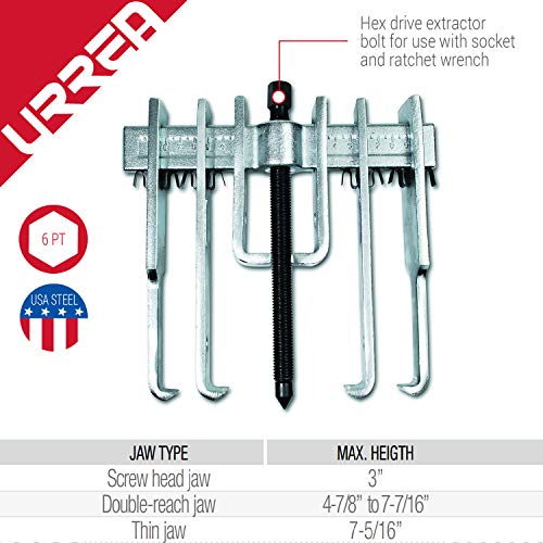 URREA 4234 Straight Jaw Puller 10 Ton without Metal Box, 12-Piece - color: 12-piece Set