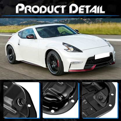Lower Engine Oil Pan with Drain Plug, Compatible with Nissan 350Z 370Z ＆ INFINITI EX35 EX37 FX35 FX37 G35 G37 M35 M37 Q40 Q50 Q60 Q70 Q70L QX50 QX70, 3.5L 3.7L, Replace# 11110-JK20C