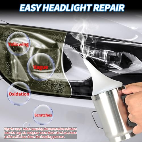 Headlight Restoration Kit, 800g Vapor Headlight Restoration Kit, Head Light Lens Restore Kit with 800g Repair Liquid for Repair Headlight Yellowing/Vague/Scratch/Oxidation - size: Large