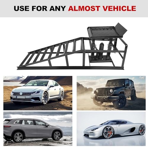 1 Pack 5T 10000lbs Hydraulic Car Ramps Low Profile Car Lift Service Ramps Truck Trailer Garage Lift Height Range 9.8" to 15" Hydraulic Vehicle Ramps Black - size: 1PC-Black