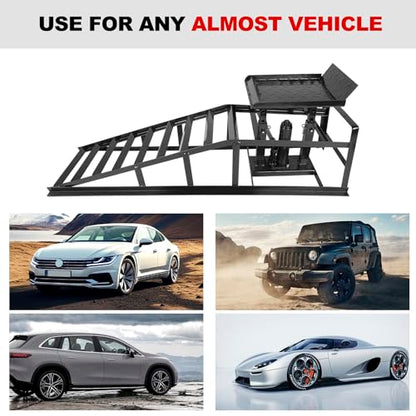 1 Pack 5T 10000lbs Hydraulic Car Ramps Low Profile Car Lift Service Ramps Truck Trailer Garage Lift Height Range 9.8" to 15" Hydraulic Vehicle Ramps Black - size: 1PC-Black