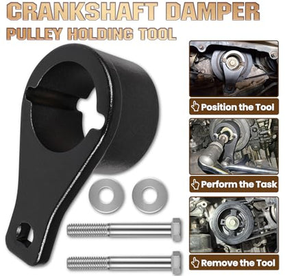 Fits Toyota/Lexus Crankshaft Damper Pulley Holding Tool with 2 Crank Bolts -Exquisite Storage Box- Multiple Engine Models, Professional Installation & Removal Tool