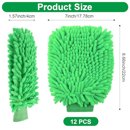 16 Pcs Car Wash Mitt, Chenille Microfiber Cleaning Mitts, Double Sided Scratch-Free Ultra Absorbent Lint-Free Wash Sponge Cloths for Car Washing and Detailing, 8 Colors, 8.66x7 Inch