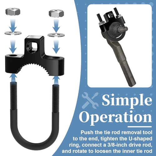 Inner Tie Rod Removal Tool, Tie Rod Puller with Non-Slip Teeth, 3/8'' Universal Low Profile Tool for Car Chassis Rocker Removal And Installation, U-Wrench Repair Mechanic Tools for Most Vehicles