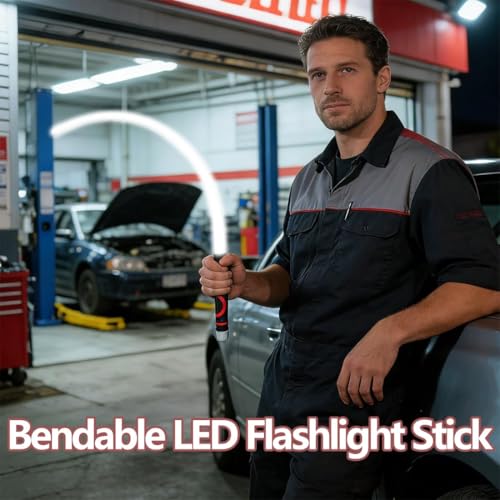 Flexible LED Flashlight Stick, 27" Bendable LED Work Light with High Lumen & 3 Brightness Modes, Rechargeable Inspection Light for Mechanics, Car Repair & Narrow Tight Spaces (1Pcs) - color: 1Pcs