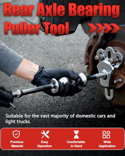 8 Piece Slide Hammer Puller and Rear Axle Bearing Removal Tool, Axle Seal and Bearing Remover Set with Slide Hammer Yoke and 3 Rear Axle Puller Adapters