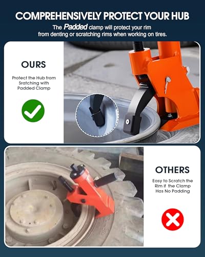 Manual Tire Bead Breaker, 38"-42" Tires Changer Tool with Rubber Pad, Protect Aluminum Alloy Hubs, Tire Repair Tool for Car Truck Tractor Mower ATV RV Orange