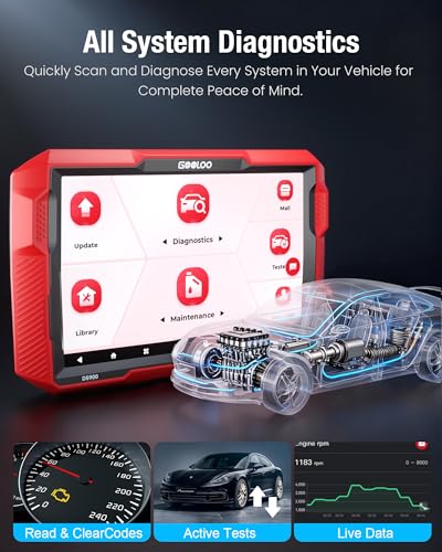 GOOLOO DS900 OBD2 Scanner Diagnostic Tool, Full System Bidirectional Scan Tool, 8" Bluetooth Car Scanner with Active Test, Check Engine Code Reader Diagnostic Scanner for All Vehicles, FCA 11 OS