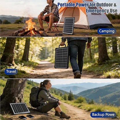 20W Hybrid Solar Battery Charger & Maintainer 12V + USB Hub Kit - Waterproof Trickle Charger for Car, Boat, RV, Motorcycle - Universal 5-in-1 Portable Solar Panel for Phone, Camping
