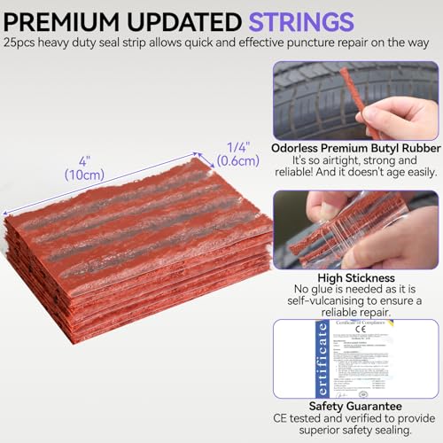 AUTOXBERT Flat Tire Repair Kits, 75 PCs Universal Tire Screw Plug Kit with Screwdriver Heavy Duty Flat Tire Puncture Repair Kit for Cars, Trucks, Motorcycles, ATV, RV, Tractor, Trailer, Lawn Mower - size: 75pcs Compact+kit