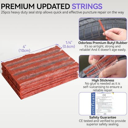 AUTOXBERT Flat Tire Repair Kits, 75 PCs Universal Tire Screw Plug Kit with Screwdriver Heavy Duty Flat Tire Puncture Repair Kit for Cars, Trucks, Motorcycles, ATV, RV, Tractor, Trailer, Lawn Mower - size: 75pcs Compact+kit