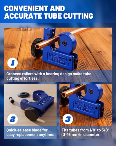 Brake Line Flaring Tool Kit - 45° SAE Double & Single Flare Tool with Pipe Cutter & 7 Adapters, Professional Brake Line Repair Kit for Automotive Brake & HVAC Lines
