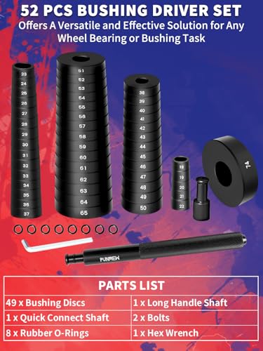 52-in-1 Custom Bushing Driver Set 18mm - 65mm Transmission Wheel Axle Bearing Race Seal Installer Bushing Press Kit Custom Bearing Race and Seal Driver Set