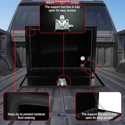Heavy Duty Steel Truck Tool Box, 36" Waterproof Underbody Tongue Box, Black | Heavy Duty Steel Toolbox, Waterproof, T-Handle Lock, Smooth Surface, for Truck Pickup RV Trailer Storage, 36 x 23 x 23 Inch - size: 36" x 23" x 23"