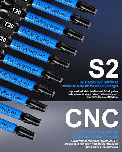 10-Pack T20 Torx Bit 2 Inch, Professional-Grade T 20 Torx Screwdriver Bits for Impact Driver, Magnetic Star Design, S2 Alloy Steel with 1/4'' Hex Shank & CNC - Machined Tips - size: T20 Torx Bit 10-PCS 2 Inch