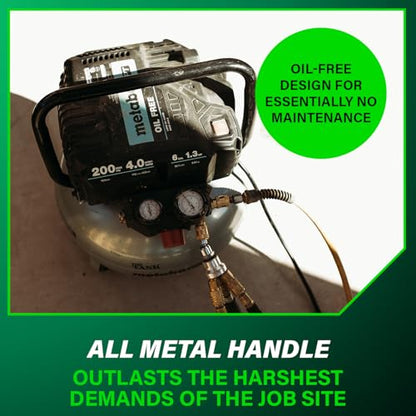 Metabo HPT Air Compressor, THE TANK, Portable Pancake Air Compressor 200 PSI, 6 Gallon Tank, Versatile for Use with Framing, Siding, Finish, Brad or Roofing Nailers, EC914S - style: 6-Gallon Pancake, 200 PSI