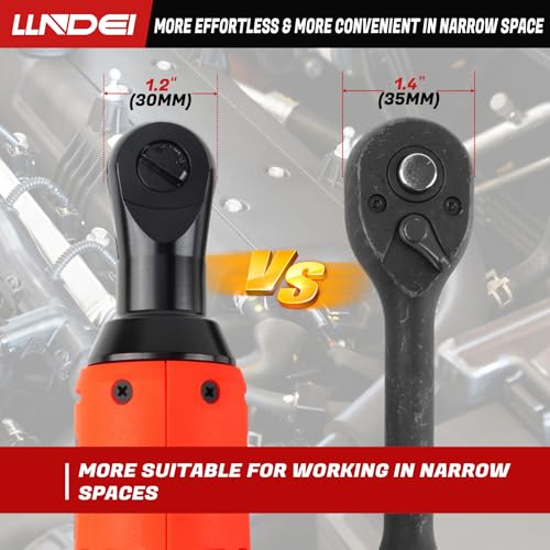 LLNDEI 3/8" 58Pcs Cordless Electric Ratchet Wrench Set with Socket Set,12V High Capacity Electric Wrench(40FT-LBS(55N.M)) with Adjustable Speed.