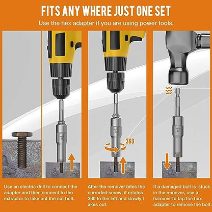 XEWEA 12-Piece Deep and Shallow Bolt Extractor Socket Set | Upgrade Stripped Easy Out, Bolt Nut Remover, For Removing Studs, Damaged, Frozen, Rusted, Rounded-Off Bolts, Nuts & Screws - size: 12PCS