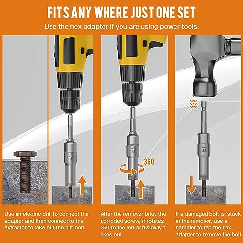 16PCS 3/8" Drive Deep Bolt Socket Extractor Set, Bolt Nut Remover Set | Stripped Slim Easy Out Tools For Removing Broken, Damaged, Frozen, Rusted, Rounded-Off Bolts, Crews, Nuts, Stud - size: 16PCS
