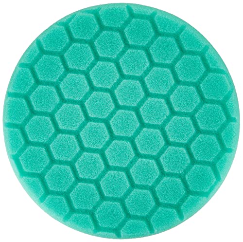 Chemical Guys, Hex-Logic Heavy Polishing Pad, Green, 6.5 in for 6 in Plates | Firm green polishing foam pad applies heavy polishes and light compounds, cutting swirls on dual-action polishers - size: 6.5 Inch Pad (1 Pack), style: Heavy Cutting